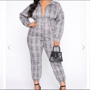 Huxley Long Sleeve Snakeskin Jumpsuit